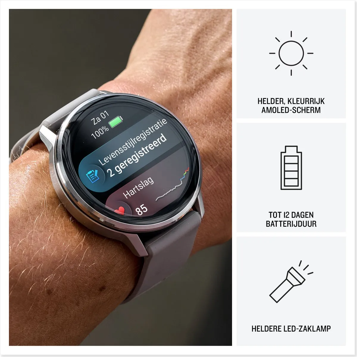 Garmin Venu 4 - Multisport smartwach - 45 mm - AMOLED - Slate Grijs/Zwart