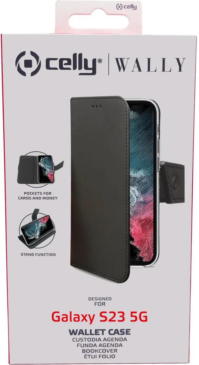 Celly Wally Bookcase Hoesje WALLY1032 - Samsung Galaxy S23 - Zwart - afbeelding 2 van 6
