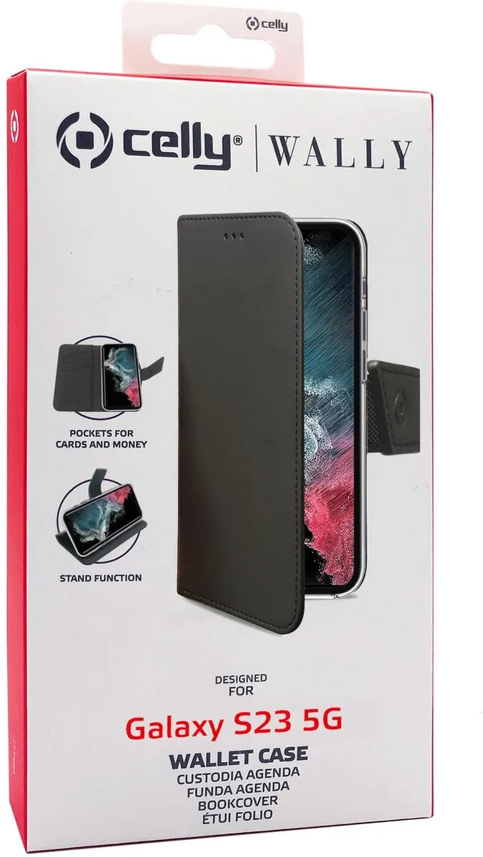 Celly Wally Bookcase Hoesje WALLY1032 - Samsung Galaxy S23 - Zwart - afbeelding 3 van 6