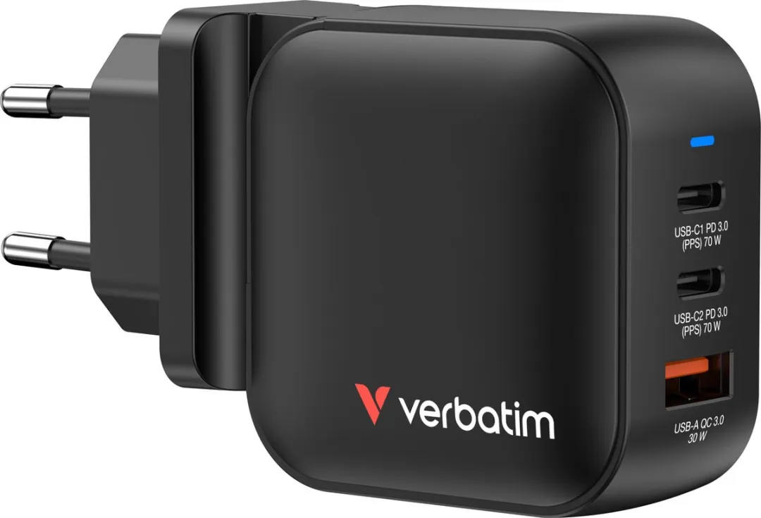 Verbatim Mini Gan 70W Wandlader 2x USB-C PD 1x USB-A QC