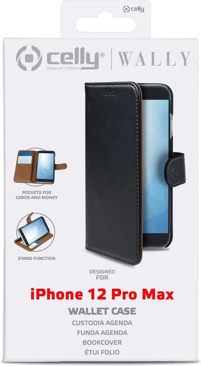 Celly Wally Bookcase Hoesje iPhone 12 Pro Max - Zwart
