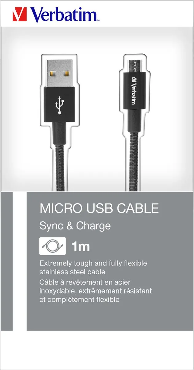 Verbatim Micro USB Sync&Charge Kabel 100cm - Zwart
