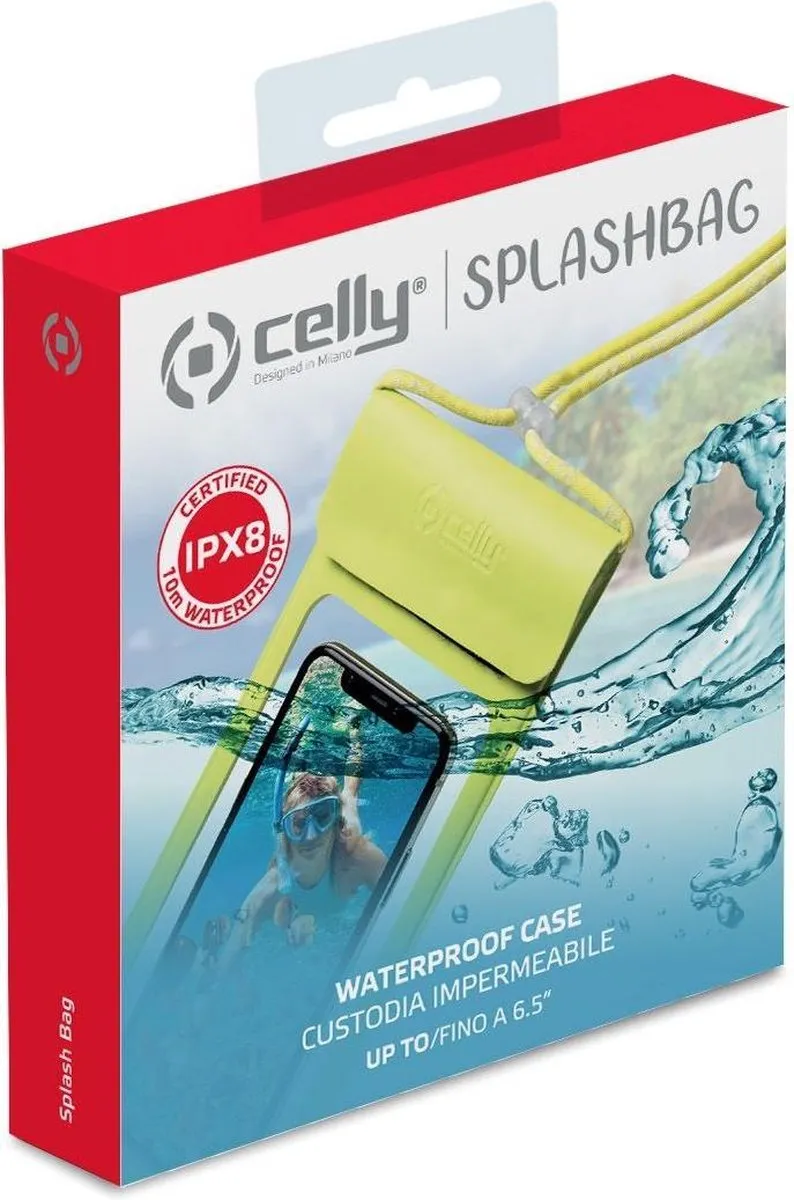 Celly Splashbag Beschermhoes XL - Geel - 8021735748304