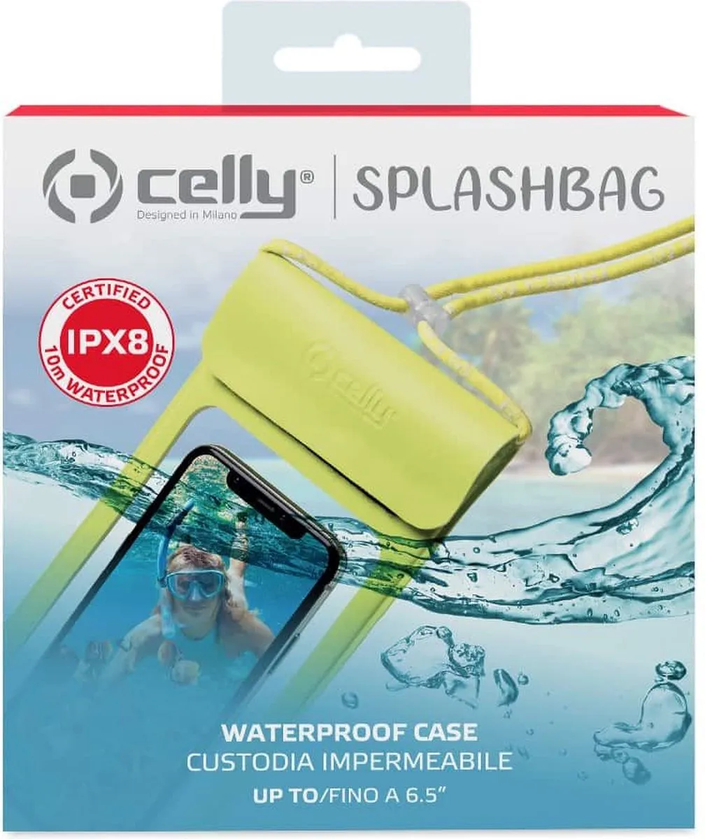 Celly Splashbag Beschermhoes XL - Geel - 8021735748304