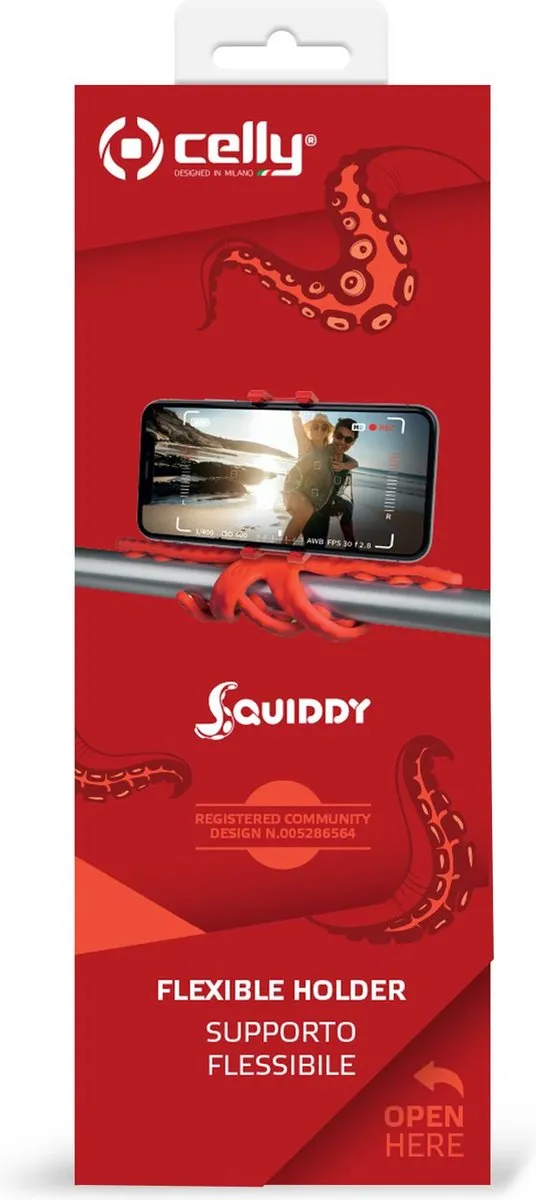Celly Rode Squiddy Flexible Smartphonehouder - Universeel