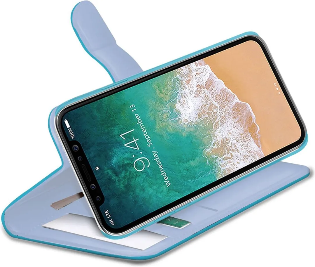 Celly Boekmodel iPhone XS/X - 3 Pasjes - Blauw