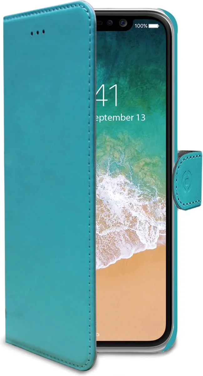 Celly Boekmodel iPhone XS/X - 3 Pasjes - Blauw