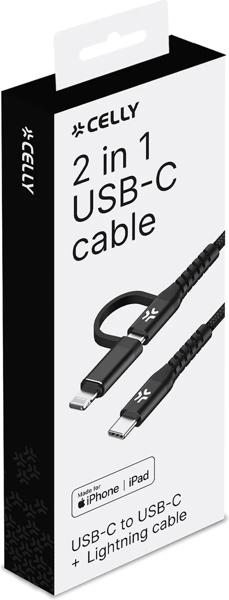 Celly Thuislader USB-C Lightning MFI 20W 1m - Zwart