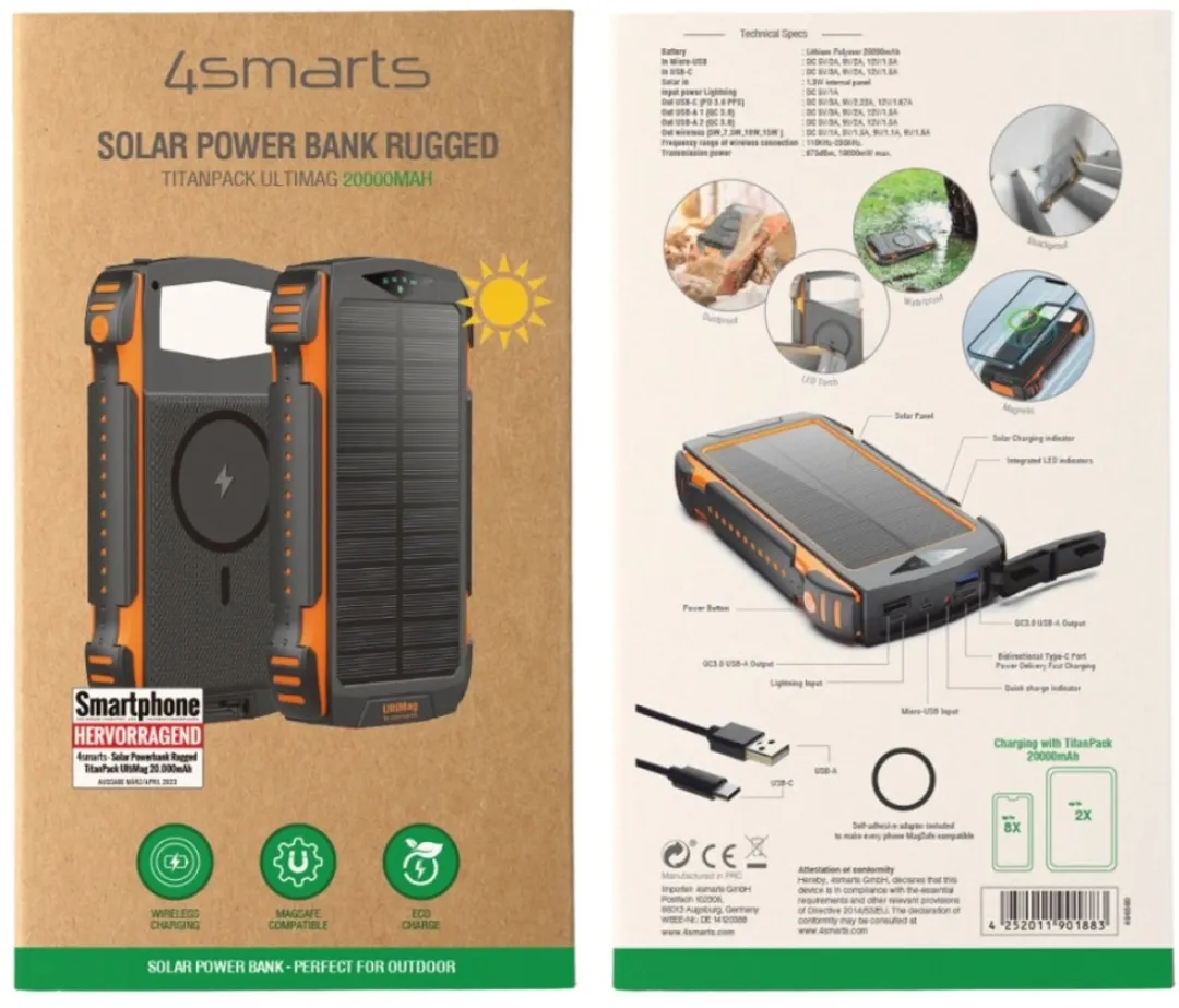 4Smarts Titanpack Powerbank 20.000mAh - 2x USB - 15W - Zwart