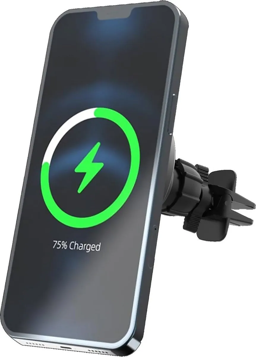Celly GHOSTMAGCHARGE Autohouder - 15W Draadloos - Zwart - afbeelding 2 van 6