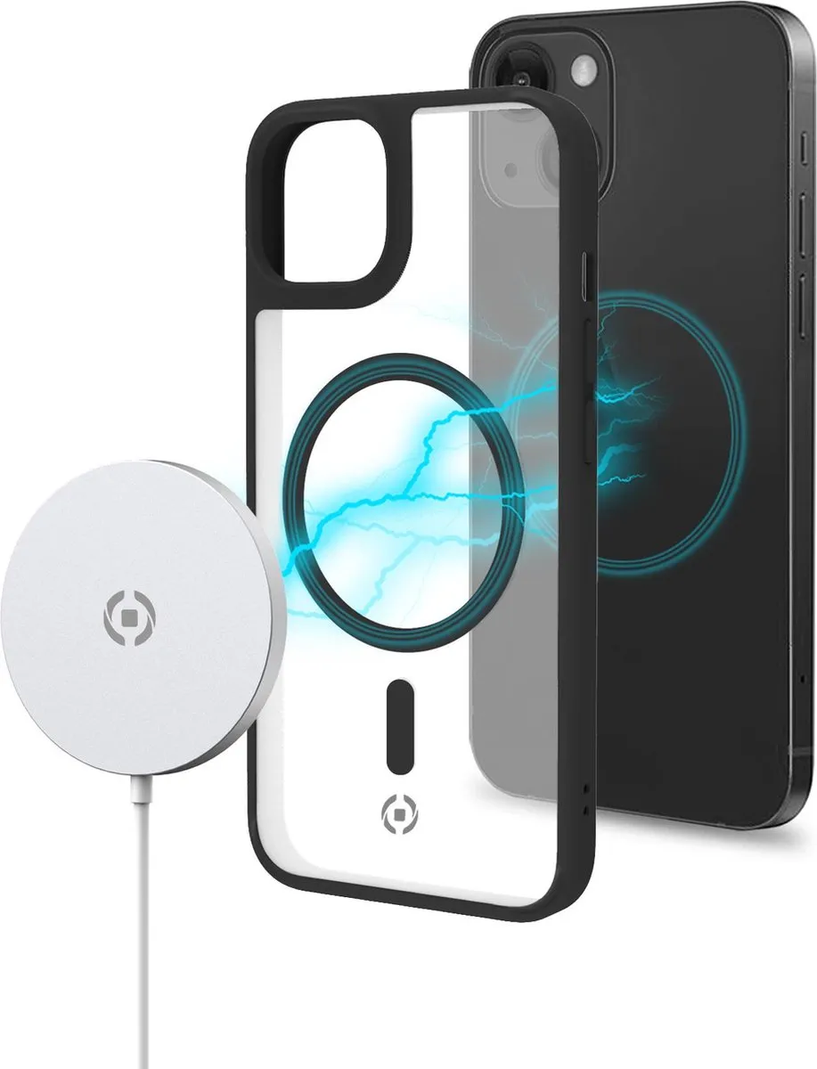 Celly MagMatt Siliconen Hoesje iPhone 14 Plus - Transparant/Zwart
