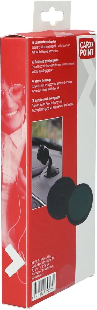 Carpoint Dashboardplaat Telefoonhouder 0517066 - 80mm - Zwart