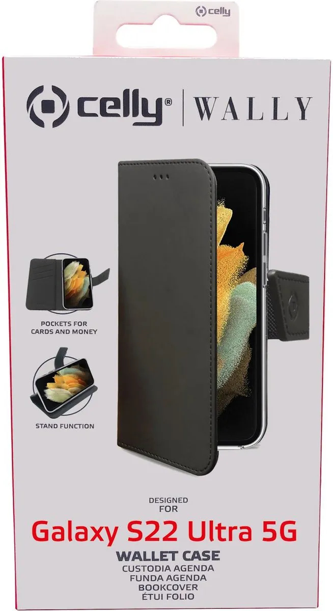 Celly Wally Bookcase Hoesje WALLY1012 - Samsung Galaxy S22 Ultra - Zwart