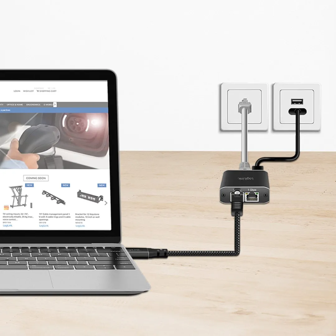 Logilink CU0400 USB 3.0 naar RJ45 Adapterkabel - Zwart