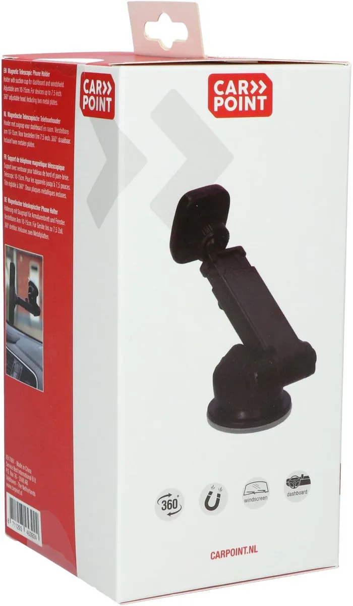 Carpoint Magnetische Telefoonhouder Telescopische Arm - Universeel 7.5" - Zwart