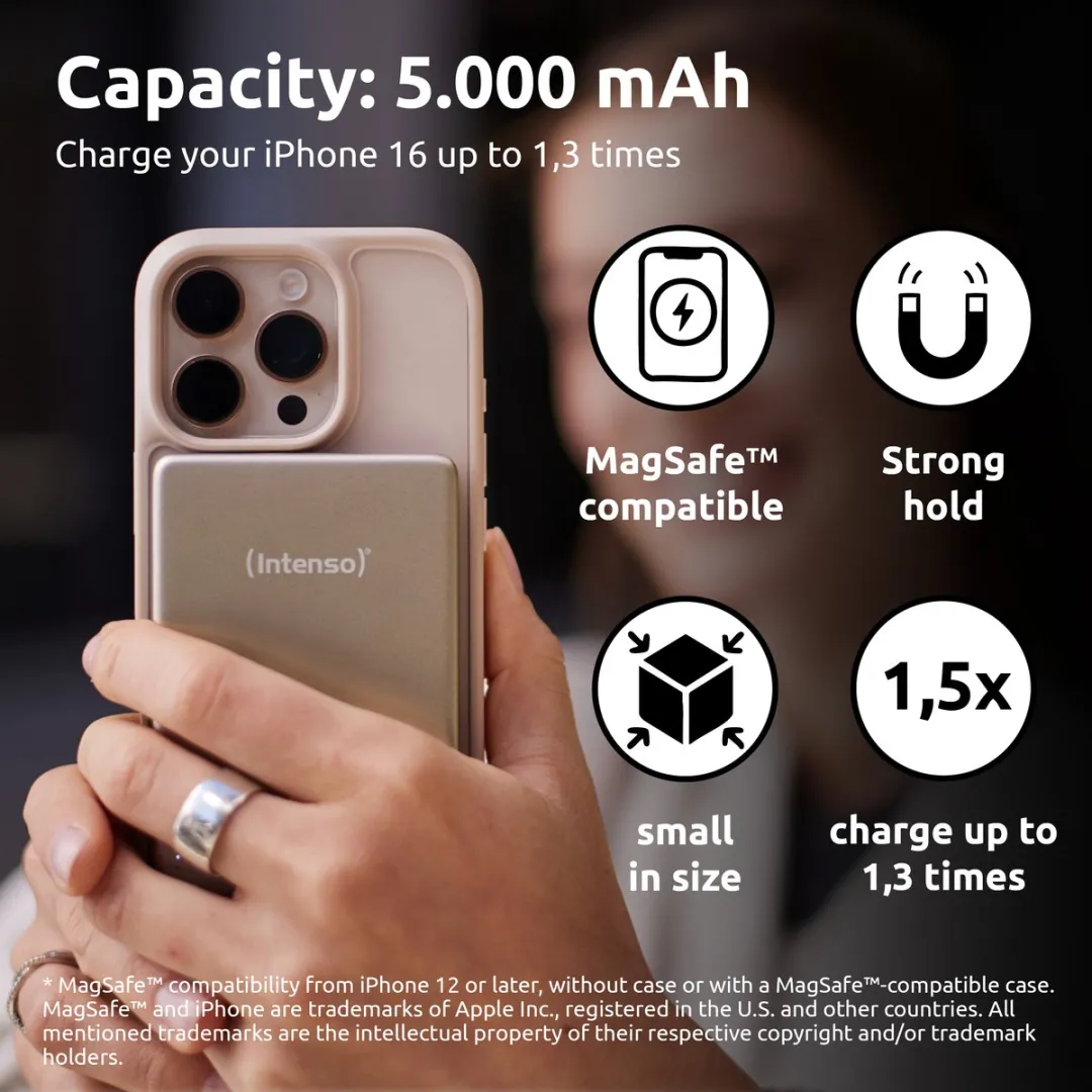 Intenso MW5000 Powerbank 5000mAh - MagSafe & 20W PD - Goud