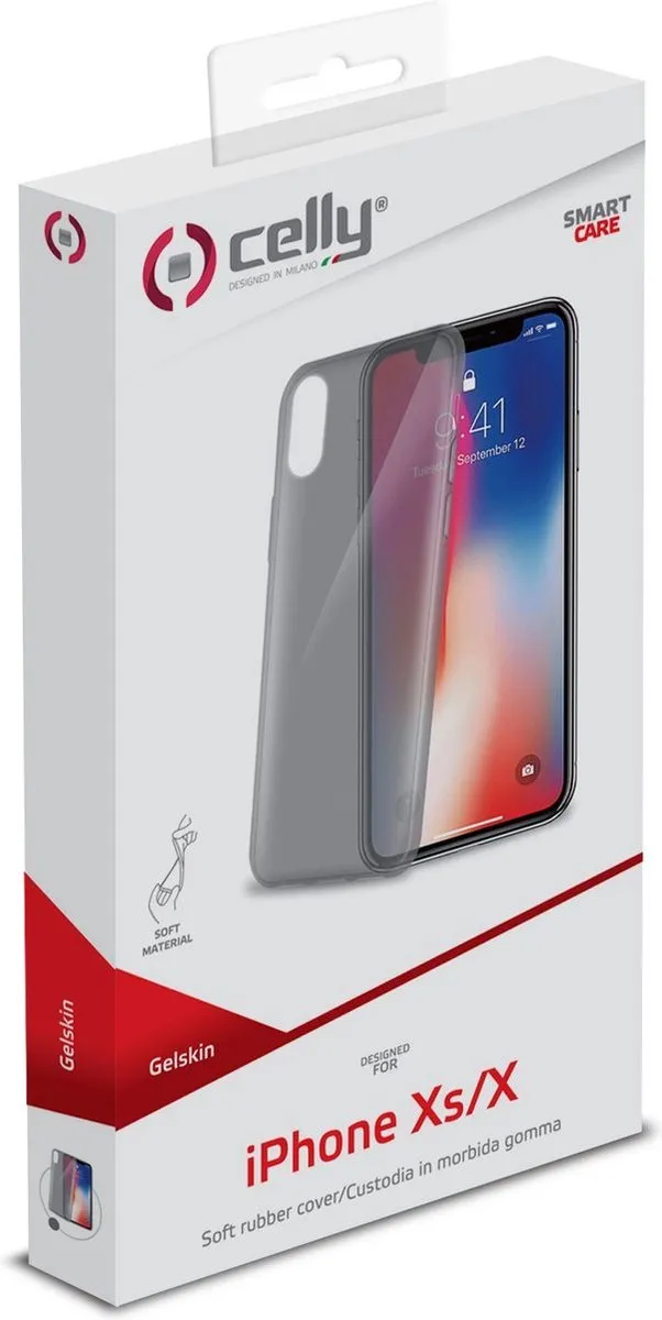 Celly Gelskin Back Cover iPhone X/XS GELSKIN900BK - Zwart - afbeelding 6 van 6
