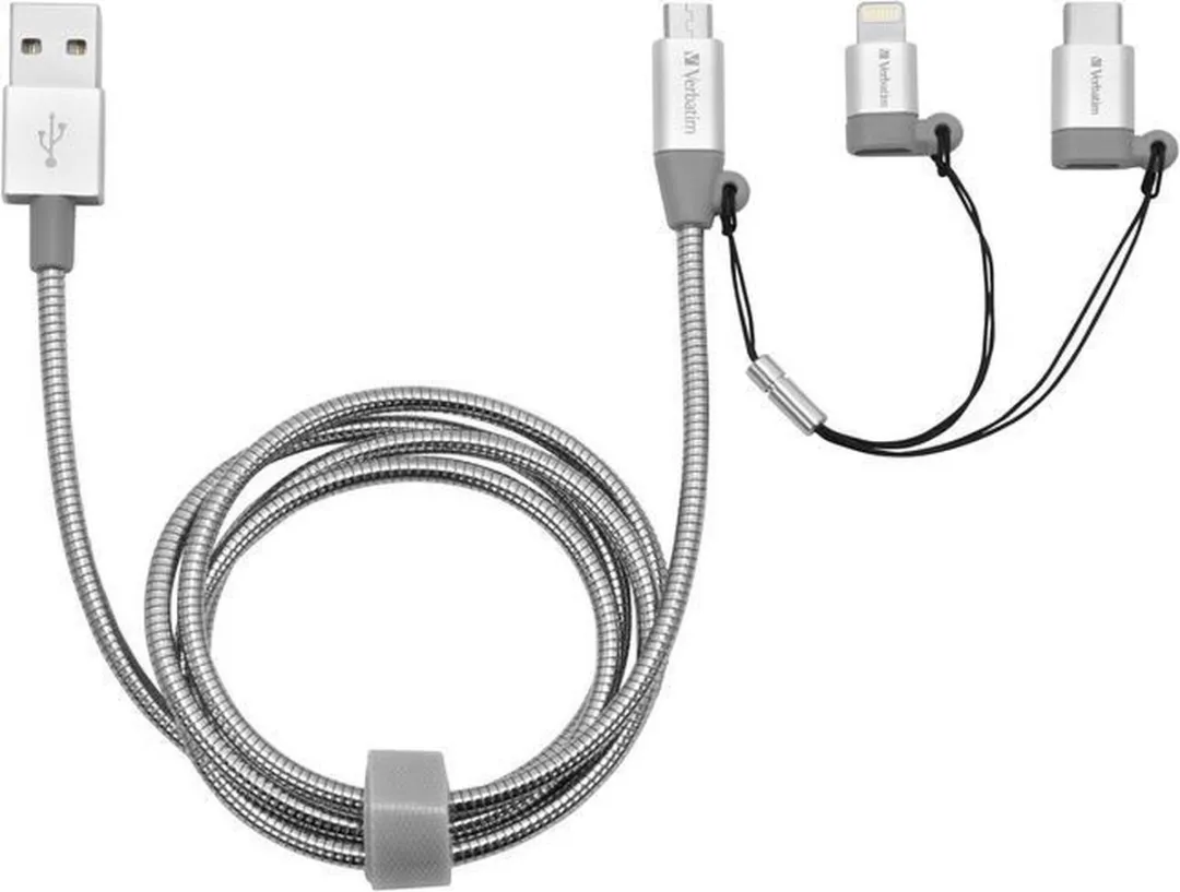 Verbatim 3-in-1 USB-C/Lightning/Micro B Kabel 100cm - Zilver