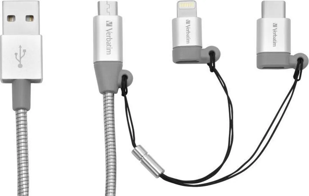 Verbatim 3-in-1 USB-C/Lightning/Micro B Kabel 100cm - Zilver
