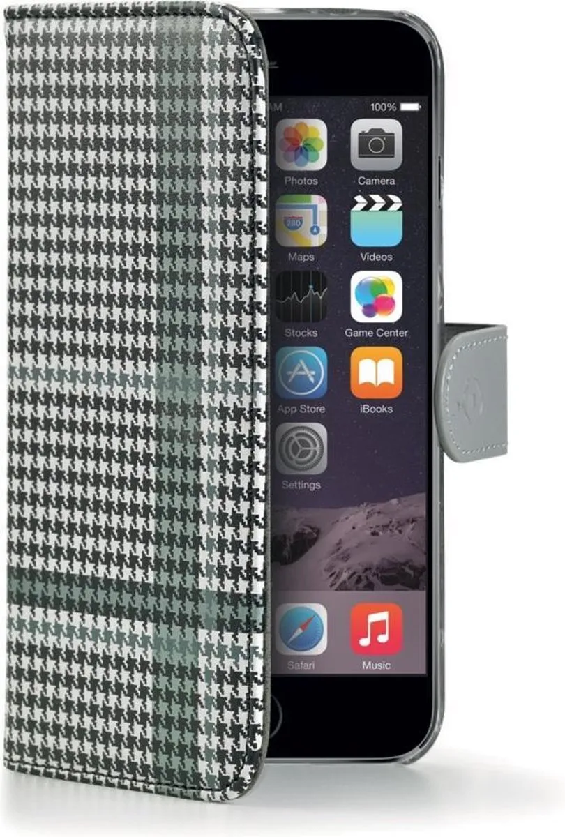 Celly iPhone 6/6s Icon Pied De Poule Wallet Case
