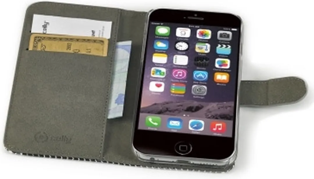 Celly iPhone 6/6s Icon Pied De Poule Wallet Case - Zwart - afbeelding 2 van 3