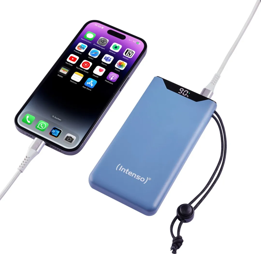 (Intenso) F10000 Powerbank 10.000 mAh Li-Po - display - PD en QC 3.0 - blauw (7332035)