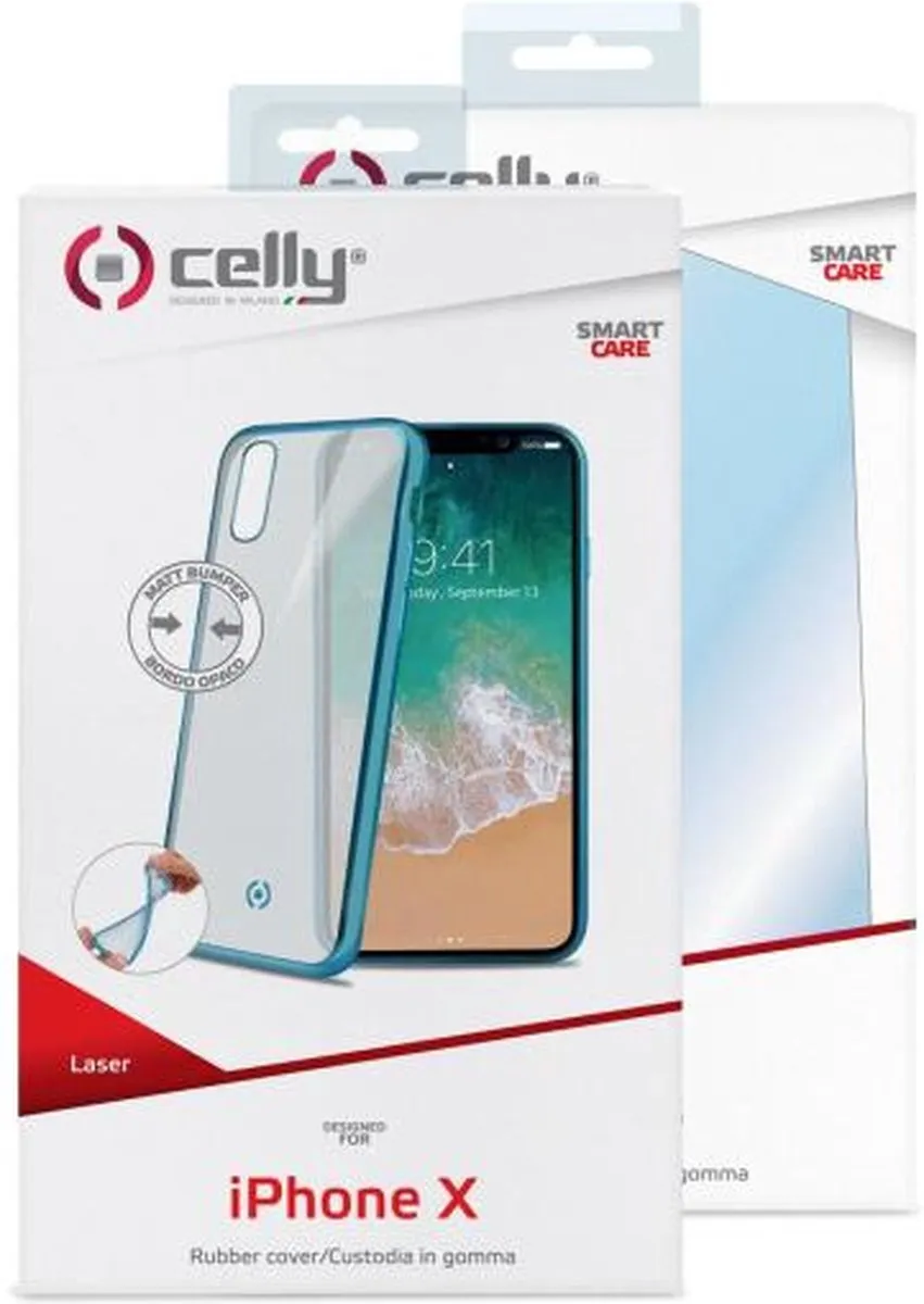 Celly Beschermhoes Laser Matt iPhone X/Xs - Blauw - LASERMATT900LB
