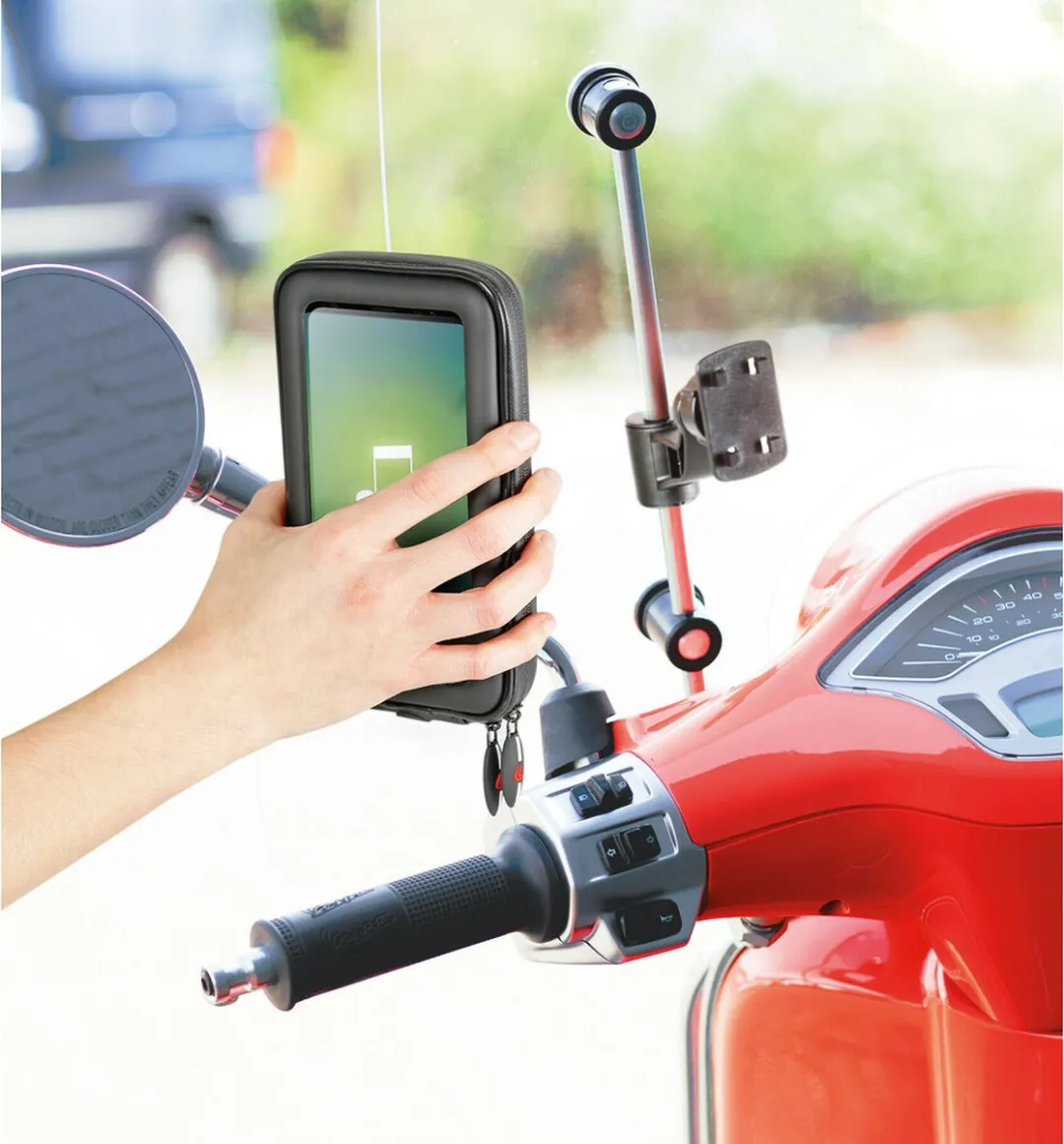 Lampa Waterdichte Scooter Telefoonhouder - Spiegelbevestiging - 6.5" - Zwart - afbeelding 6 van 6