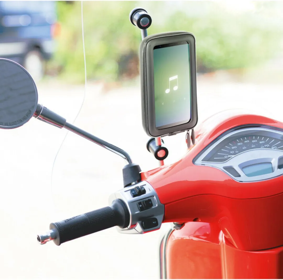 Lampa Waterdichte Scooter Telefoonhouder - Spiegelbevestiging - 6.5" - Zwart