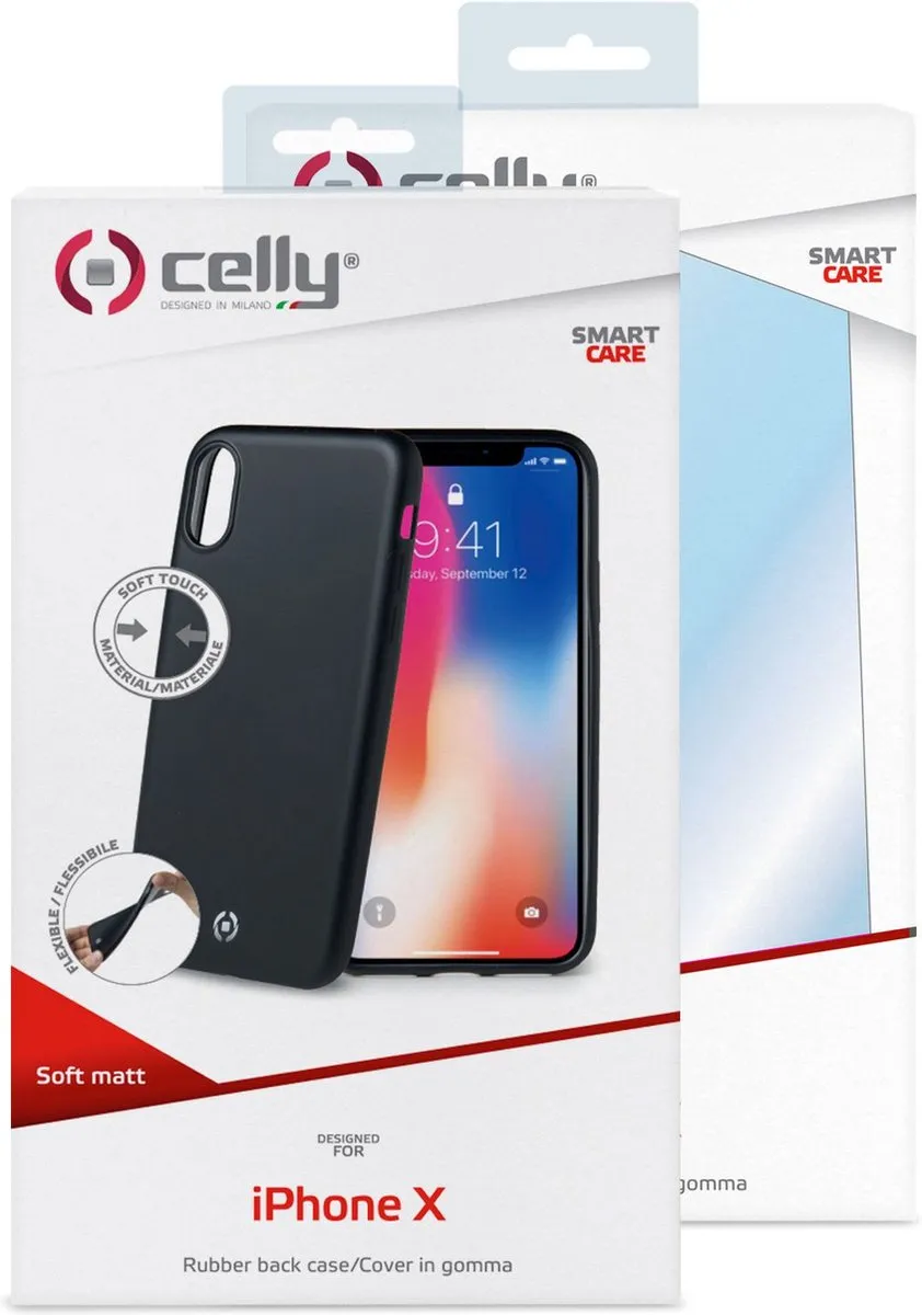 Celly SoftMatt Back Cover iPhone X/Xs SOFTMATT900BK - Zwart