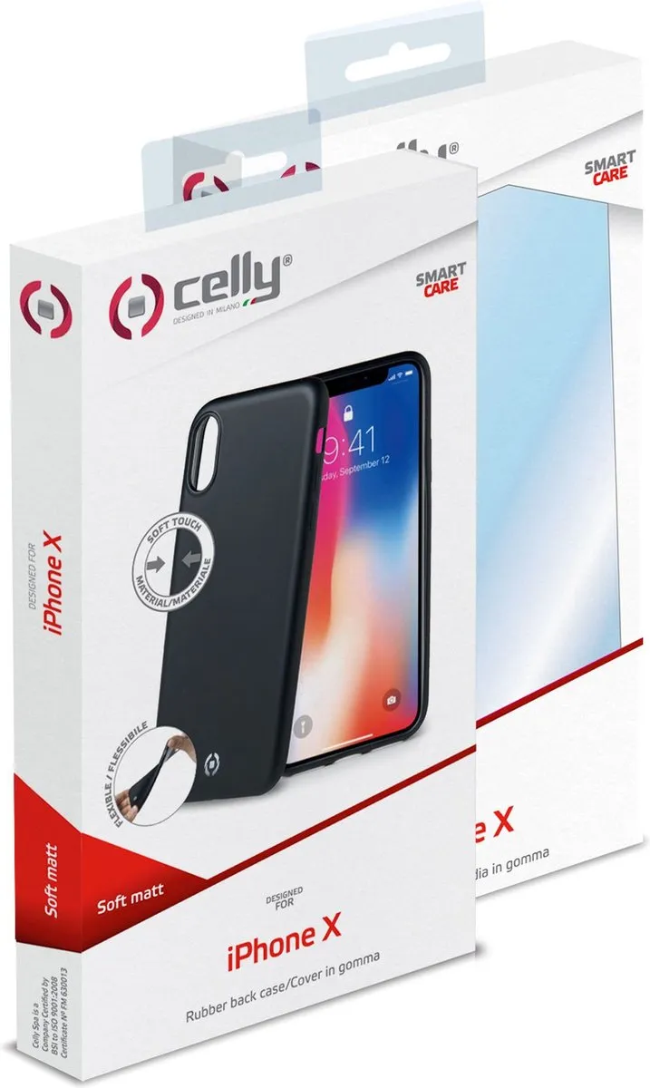 Celly SoftMatt Back Cover iPhone X/Xs SOFTMATT900BK - Zwart