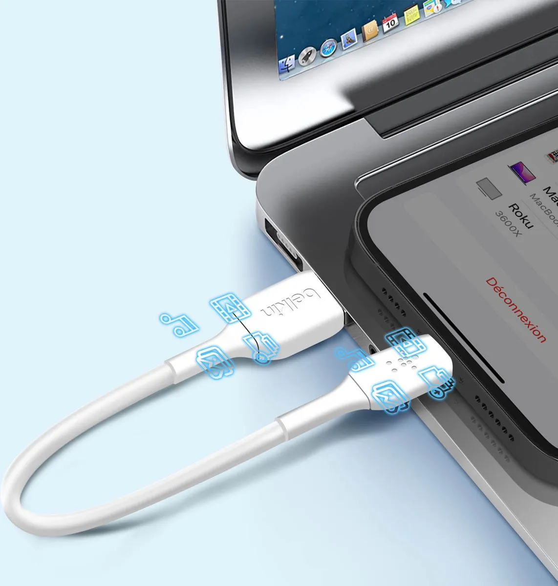 Belkin iPhone Lightning naar USB CAA001bt0MWH - 15cm - Wit