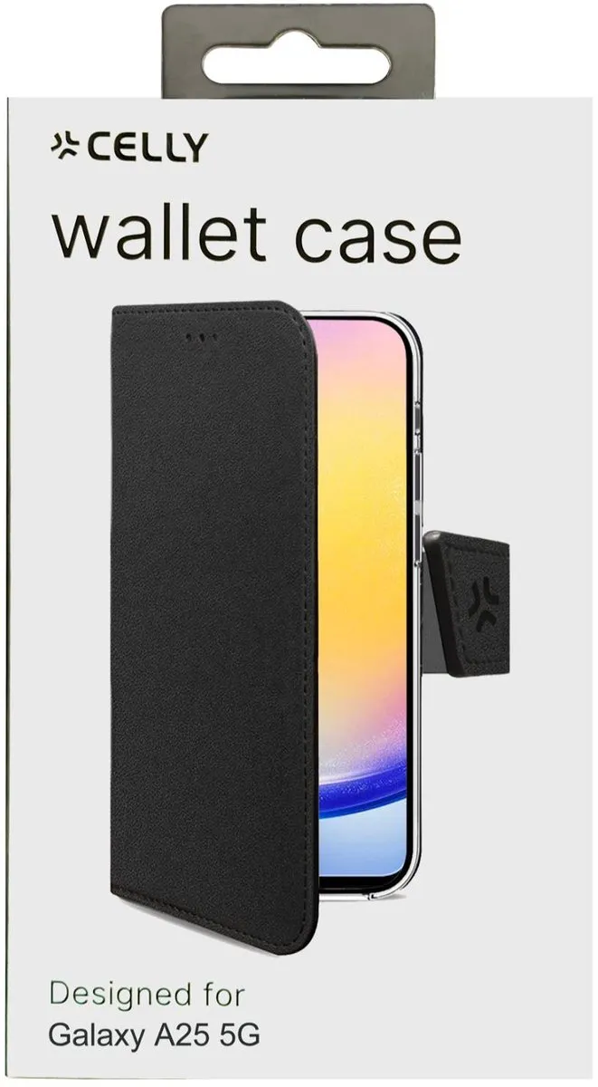Celly Wally Bookcase Hoesje Samsung Galaxy A25 - Zwart - afbeelding 2 van 6