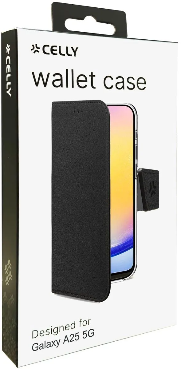 Celly Wally Bookcase Hoesje Samsung Galaxy A25 - Zwart - afbeelding 3 van 6