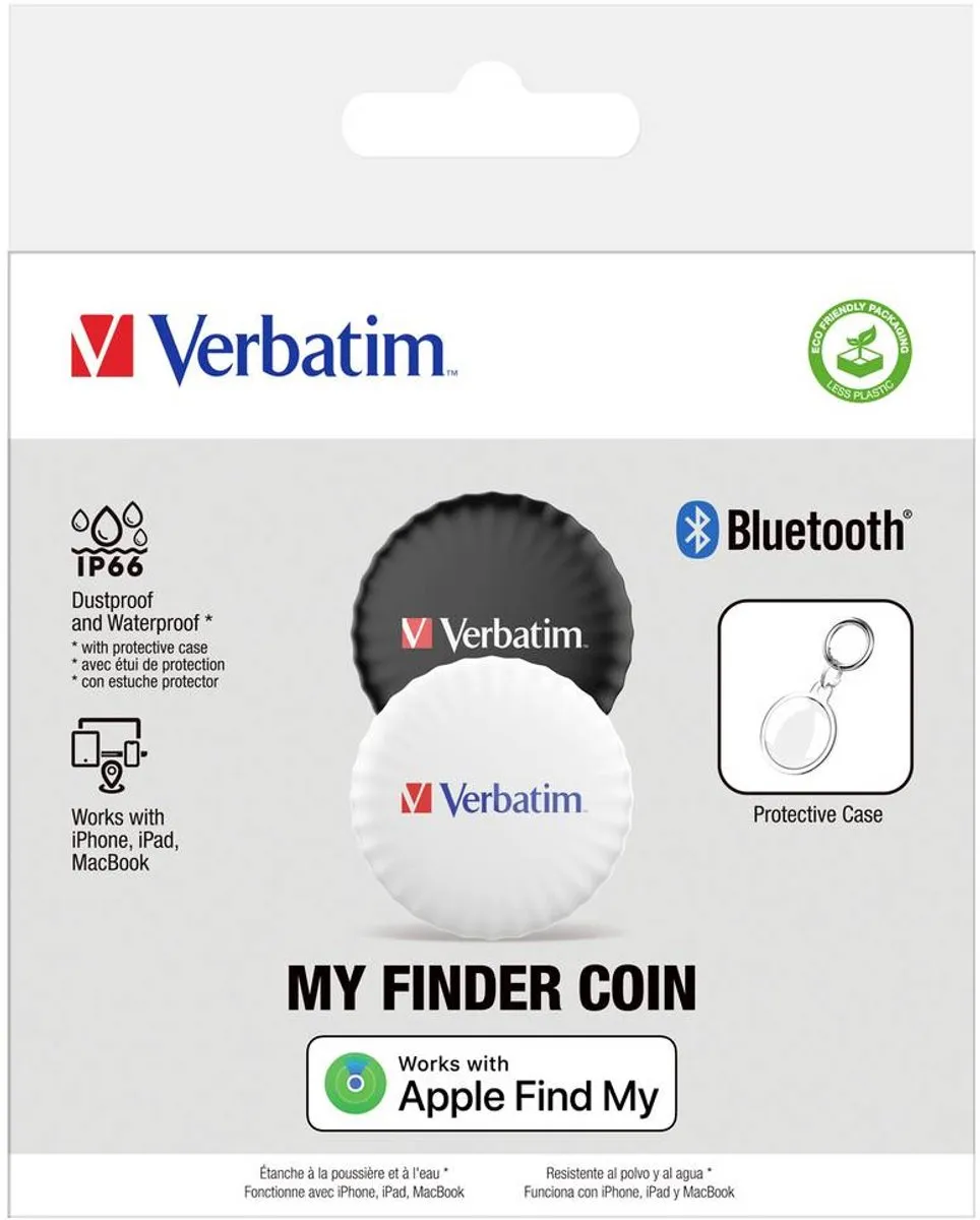 Verbatim My Finder Coin Bluetooth Tracker - 2 Stuks - Zwart/Wit