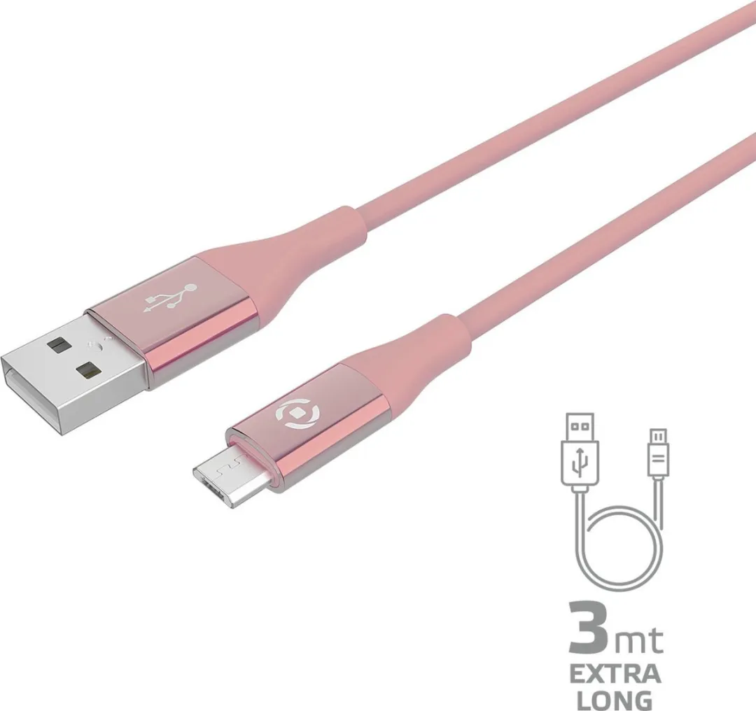 Celly Oplaadkabel USB-A naar Lightning 12W - 3.0m Roze