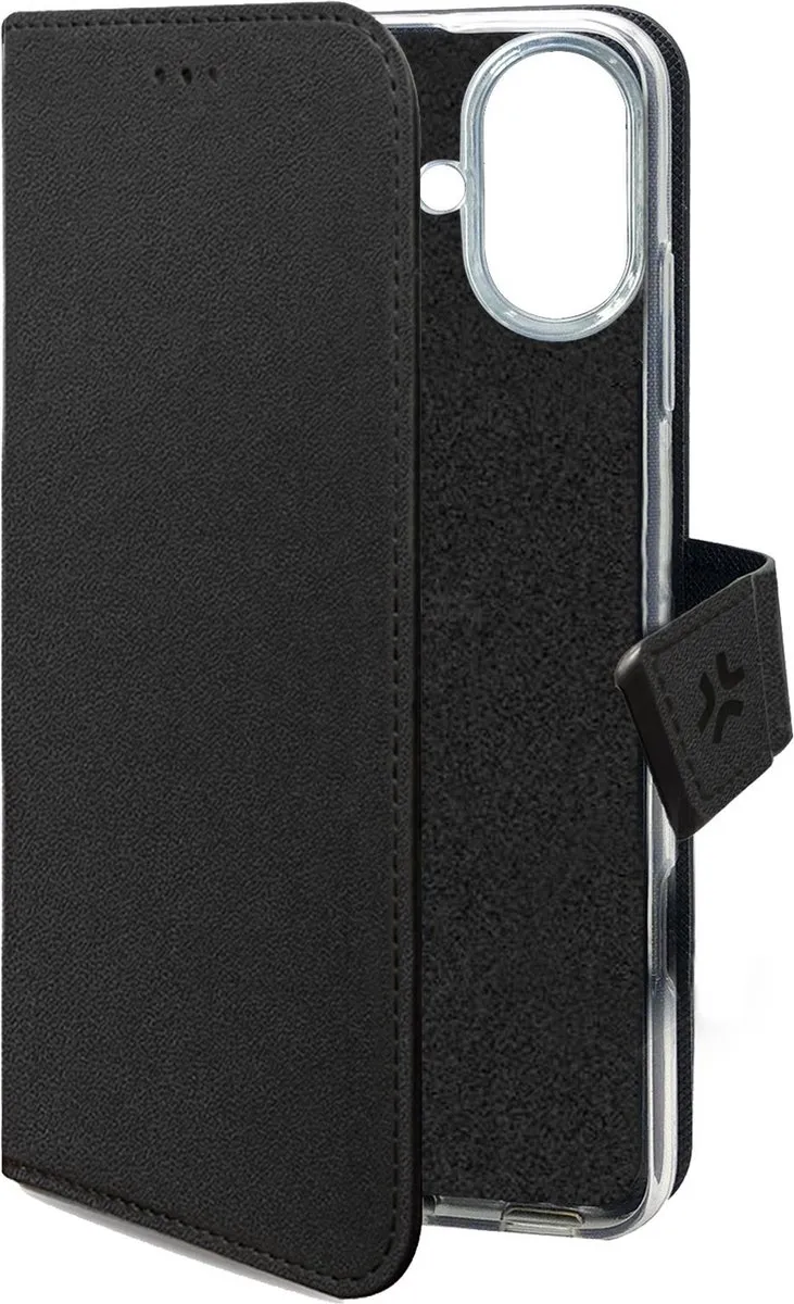 Celly Wally Bookcase Hoesje iPhone 16 - Kunstleer - 3 Pasjes - Zwart