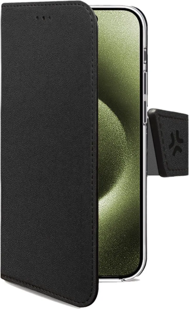 Celly Wally Bookcase Hoesje iPhone 16 - Kunstleer - 3 Pasjes - Zwart - afbeelding 6 van 6
