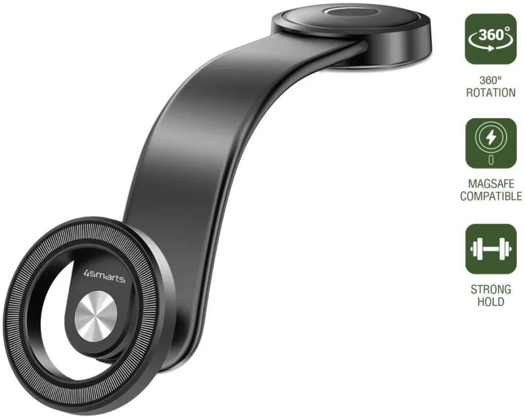 4smarts Magnet Flex - Magnetische Telefoonhouder Auto - Compatibel met MagSafe - Zwart