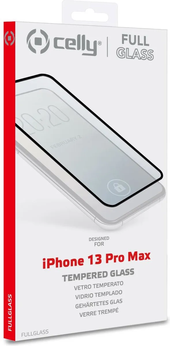 Celly Full Glass Screenprotector iPhone 13 Pro Max - Transparant