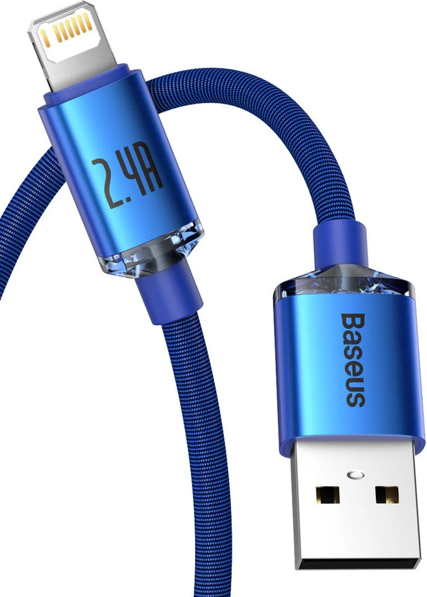 Baseus Data Cable Crystal Shine CAJY000003 USB-Lightning 2.4A - Blauw
