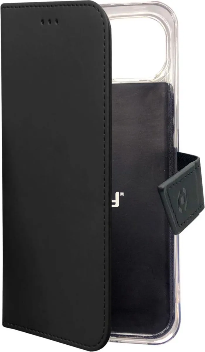 Celly Wally Bookcase Hoesje iPhone 14 - Kunstleer Zwart - afbeelding 3 van 5