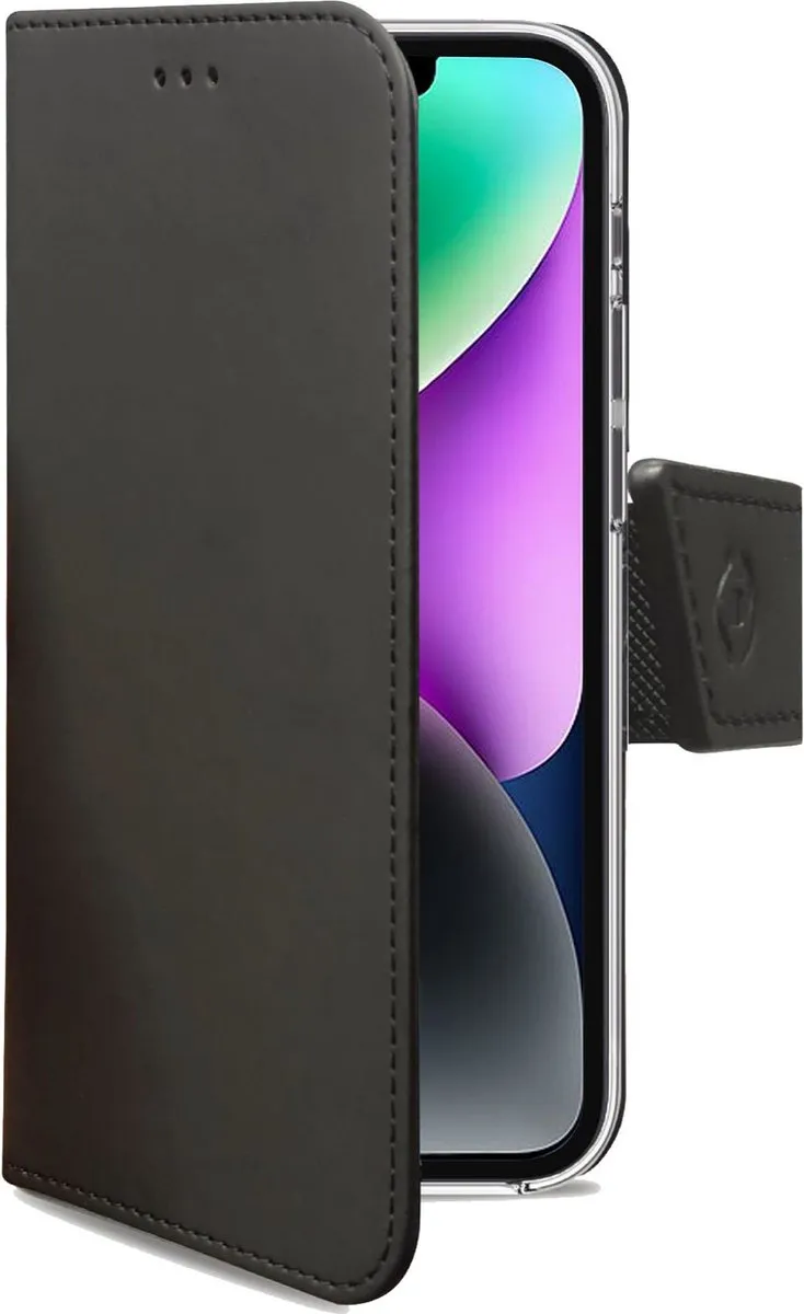 Celly Wally Bookcase Hoesje iPhone 14 - Kunstleer Zwart - afbeelding 5 van 5