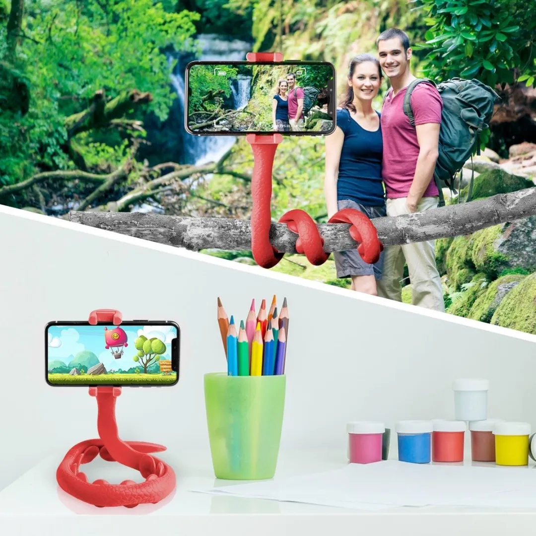 Celly Snake Selfiestick - Smartphone tot 15 Inch - Rood