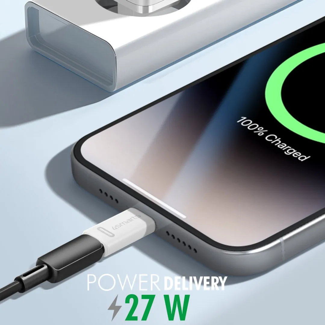 4Smarts Apple USB-C naar Lightning Adapter 27W PD - Wit (2 Stuks) - afbeelding 6 van 6