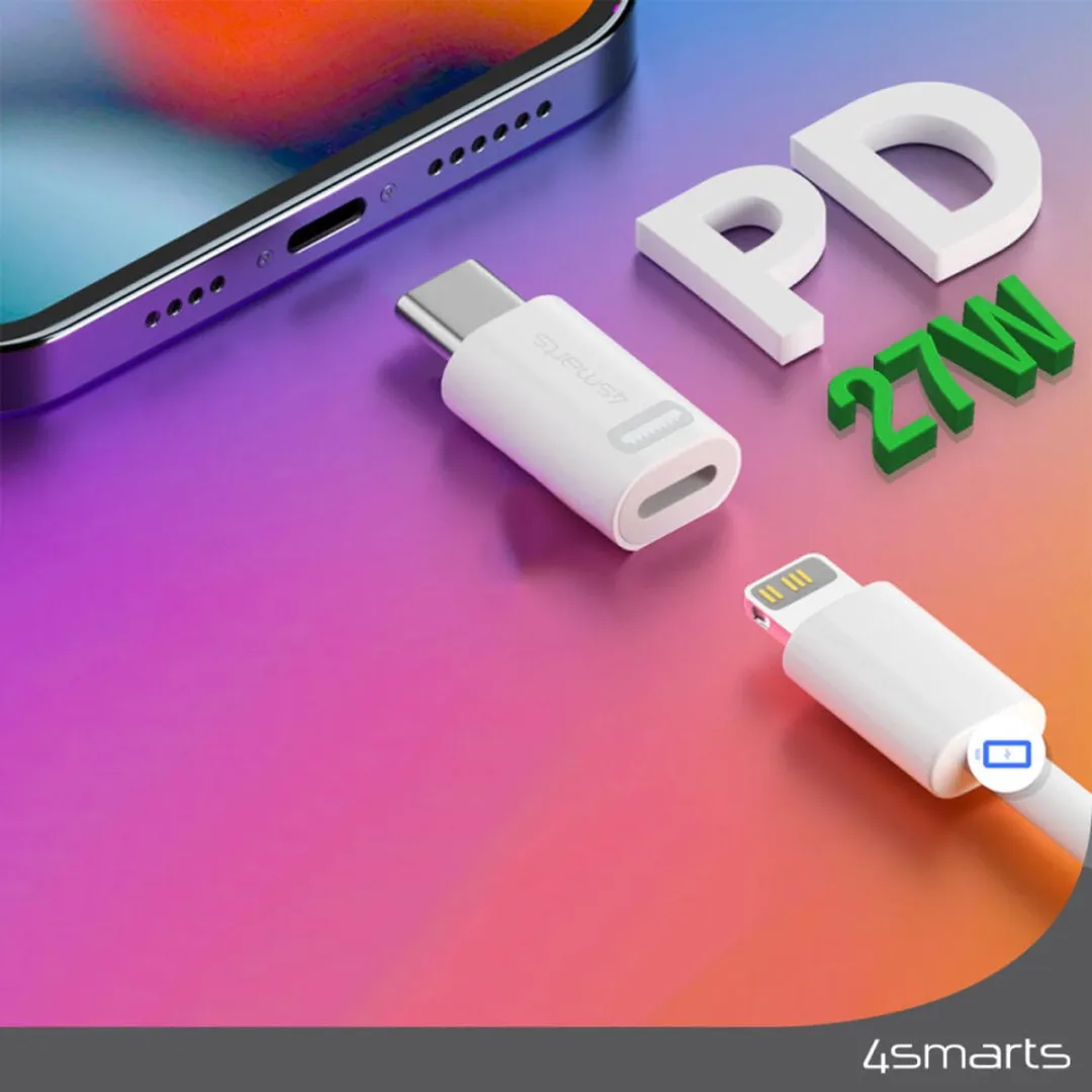 4Smarts Apple USB-C naar Lightning Adapter 27W PD - Wit (2 Stuks)