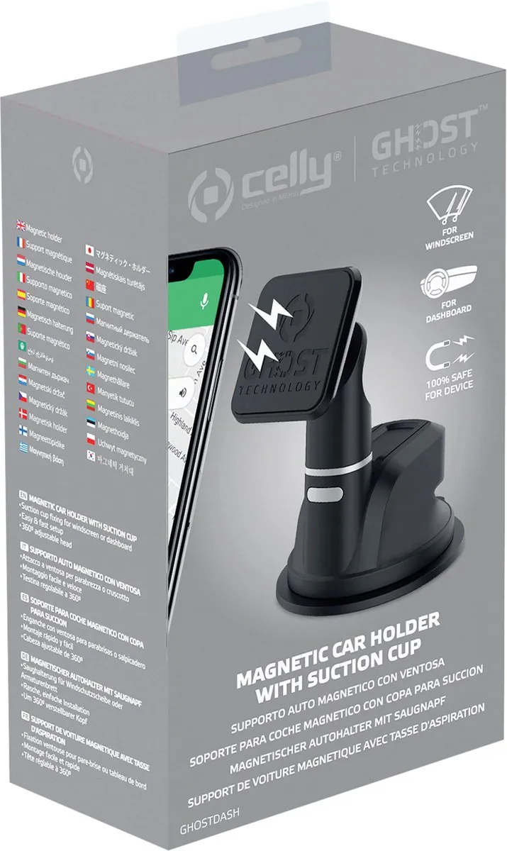 Celly Ghostdash Magnetische Telefoonhouder - Universeel 6 Inch - Zwart - afbeelding 6 van 6