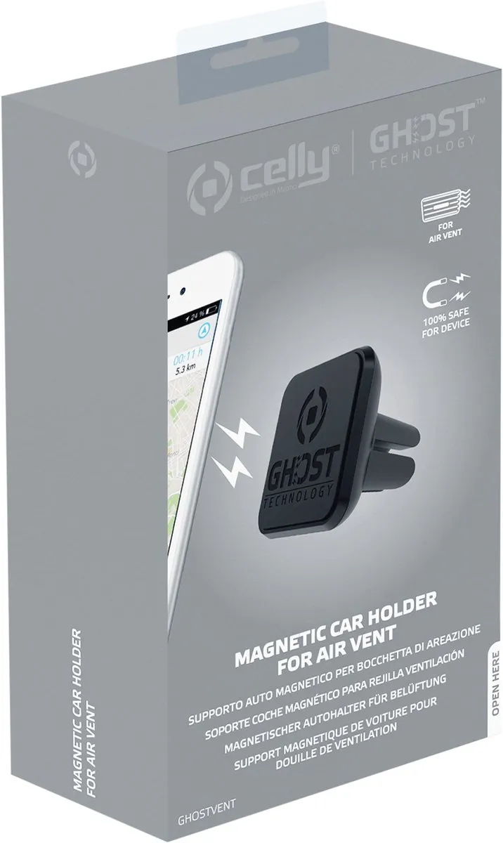 Celly Ghost Vent Magnetische Telefoonhouder - Zwart
