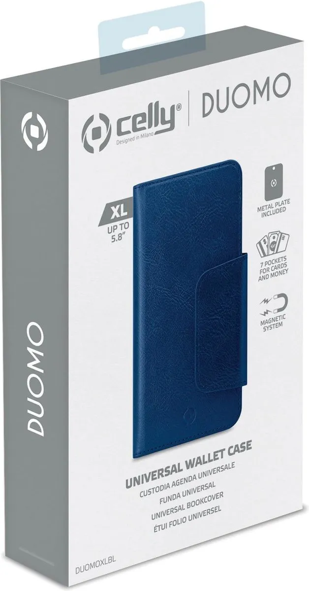 Celly Duomo Portemonneehouder iPhone 11 - 6 Pasjes - Blauw - afbeelding 4 van 5