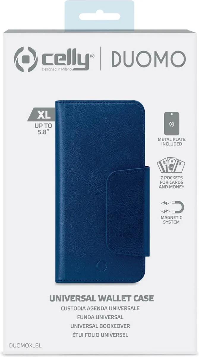 Celly Duomo Portemonneehouder iPhone 11 - 6 Pasjes - Blauw - afbeelding 3 van 5